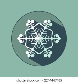 Schneeflocken, Vektorsymbol. Stilvolle weiße Schneeflocke mit Schatten. Neujahr-Attribute in trendigen Farben des Jahres 2023. Die Illusion eines dreidimensionalen Bildes.