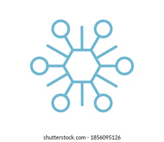 Snowflake vector icon. Symbol of winter, christmas and holidays. Linear editable illustration.