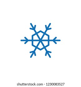 Snowflake vector icon, winter season symbol, christmas decoration geometric element