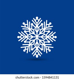 snowflake vector icon, winter, symbol ice, blue background