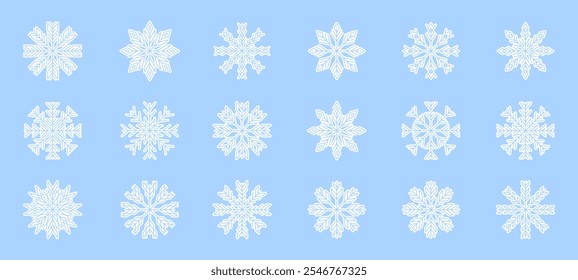 Snowflake vector icons. Snowflake vector collection. Snowflake shapes. Winter icons.