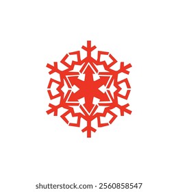 Snowflake vector icon.Snowflake red icon white background