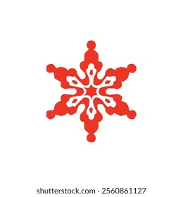 Snowflake vector icon.Snowflake red icon white background