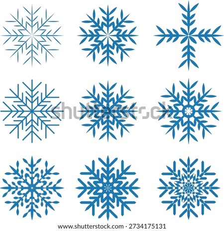 Snowflake Vector. A vector illustration of different snowflake icons isolated on a white background.
