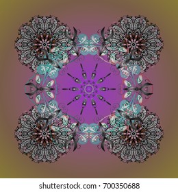 Snowflake Vector illustration. Snowflake Icon. Mandalas. Snowflake isolated on colorful radial gradient background.