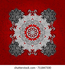 Snowflake Vector illustration. Snowflake Icon. Winter mandala. Snowflake isolated on red background.
