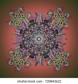 Snowflake Vector illustration. Snowflake Icon. Winter mandala. Snowflake isolated on pink background.