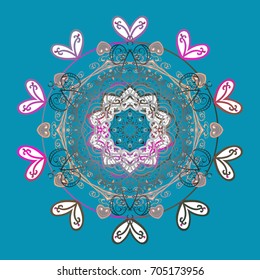 Snowflake Vector illustration. Snowflake isolated on blue background. Snowflake Icon. Mandala.