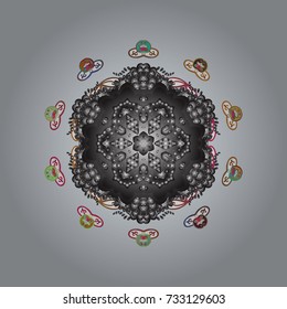 Snowflake Vector illustration. Vector illustration. Snowflake isolated on gray, brown and white colors. Snowflake Icon.