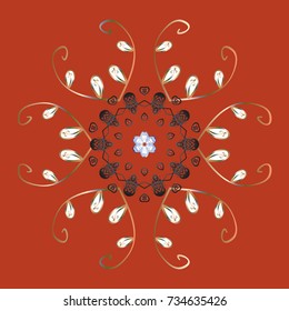 Snowflake Vector illustration. Snowflake isolated on orange, gray and beige colors. Snowflake Icon. Vector illustration.