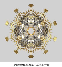 Snowflake Vector illustration. Isolated on gray, brown and neutral colors. Snowflake Icon. Winter snowflake.