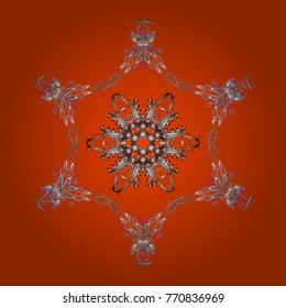 Snowflake Vector illustration. Isolated on orange, gray and neutral colors. Snowflake Icon. Winter snowflake.