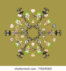 Snowflake Vector illustration. Snowflake isolated on yellow, gray and white colors icon. Vector illustration.