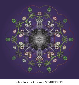 Snowflake Vector illustration. Mandala. Snowflake isolated on lilac background. Snowflake Icon.