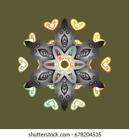 Snowflake Vector illustration. Mandala isolated on dark green background. Vector illustration. Snowflake Icon. Winter snowflake.