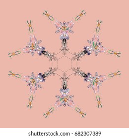 Snowflake Vector illustration. Mandala. Snowflake isolated on pink background. Snowflake Icon.