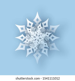 snowflake. Vector illustration of a realistic paper snowflake, a template for decorating a holiday card for Christmas.