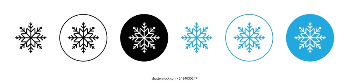 Conjunto de ilustración vectorial de copo de nieve. Signo de cristal de invierno adecuado para aplicaciones y sitios web estilo de diseño de UI.