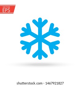 Snowflake vector illustration. Snow winter icon. Christmas season symbol. Cold frozen emblem. Frost weather concept. Flat design. Symbol of winter, frozen, Christmas, New Year holiday.