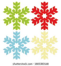 The Snowflake Vector Illustration. Snowflakes With Cube Pattern Isolated On White Background.