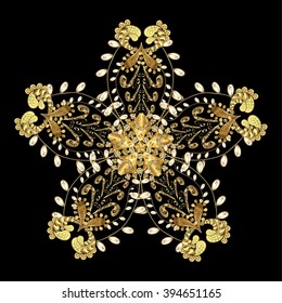 Snowflake Vector illustration. Winter snowflake. Snowflake Icon. Isolated on golden colors.