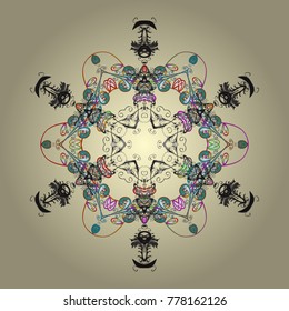 Snowflake Vector illustration. Winter snowflake. Isolated on beige, gray and blue colors. Snowflake Icon.
