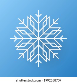 Vector de copo de nieve, aislado en fondo azul, ilustración vectorial EPS 10