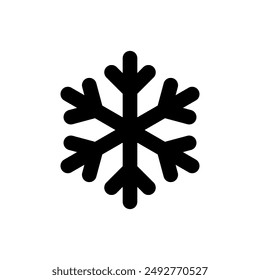 Snowflake Vector Line Flat Icon Design on White Background. Winter Chrtistmas Symbol  for Card, Package, Sticker, Web, Label, Logo, Banner, Poster.