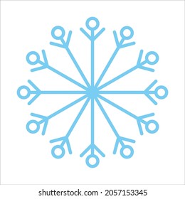 Icono de línea vector copo de nieve. Signo de copo de nieve azul para símbolo de Navidad, decoración de año nuevo, banner web de Navidad. Emblema de hielo o nieve lineal. Logotipo festivo de la temporada invernal. Ilustración minimalista.