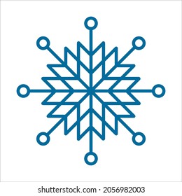 Icono de línea vector copo de nieve. Signo Svg de copo de nieve azul para símbolo de Navidad, decoración de año nuevo, banner web de Navidad. Emblema de hielo o nieve lineal. Logotipo festivo de la temporada invernal. Ilustración minimalista.