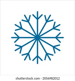 Icono de línea vector copo de nieve. Signo Svg de copo de nieve azul para símbolo de Navidad, decoración de año nuevo, banner web de Navidad. Emblema de hielo o nieve lineal. Logotipo festivo de la temporada invernal. Ilustración minimalista.