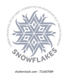 Snowflake vector logo templates isolated on white background. Geometrical abstract snowflake logo, frozen product, Christmas celebration, winter activities logo design.