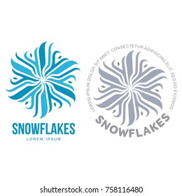 Snowflake vector logo templates isolated on white background. Geometrical abstract snowflake logo, frozen product, Christmas celebration, winter activities logo design.