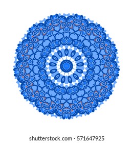 snowflake Vector mandala. A circular floral element. Round geometric ornament. Element of design, logo, birthday, wedding and other holiday. The color  blue