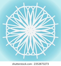 Snowflake vector ornate shape and structure on a blue winter background