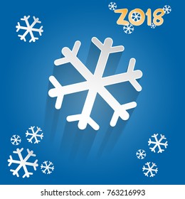Snowflake vector in paper art and craft style for happy christmas. 2018 new year vector illustration.
