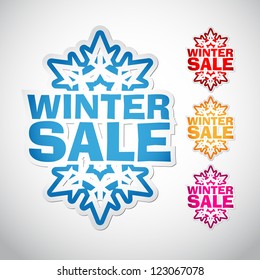 Snowflake vector paper winter sale - sticker - Christmas offer