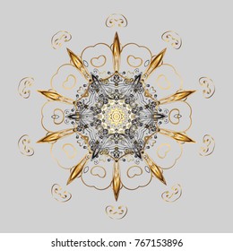 Snowflake vector pattern. Vector illustration. Gray, beige and brown snowflakes on a gray, beige and brown colors. Isolated cute snowflakes on colorful background.