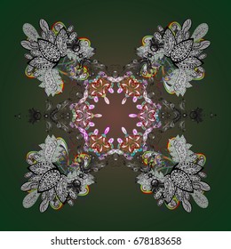 Snowflake vector pattern. Vector illustration. Snowflakes on a colorful background. Isolated cute snowflakes on colorful background.