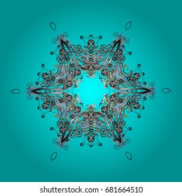 Snowflake vector pattern. Vector illustration. Snowflakes on a colored background. Isolated cute snowflakes on colorful background.