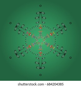 Snowflake vector pattern. Vector illustration. Snowflakes on a colorful background. Isolated cute snowflakes on colorful background.