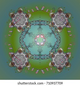 Snowflake vector pattern. Vector illustration. Snowflakes on a background. Isolated cute snowflakes on colorful background.