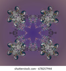 Snowflake vector pattern. Isolated cute snowflakes on colorful background. Vector illustration. Snowflakes on a colorful background.