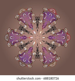 Snowflake vector pattern. Isolated cute snowflakes on colorful background. Vector illustration. Snowflakes on a colored background.