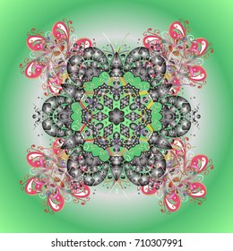 Snowflake vector pattern. Isolated cute snowflakes on colorful background. Vector illustration. Snowflakes on a background.