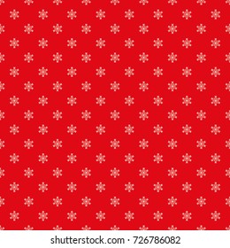 Snowflake vector pattern, seamless texture, red background