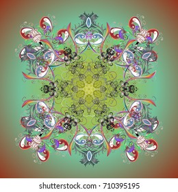 Snowflake vector pattern. Snowflakes on a colored background. Isolated cute snowflakes on colorful background. Vector illustration.