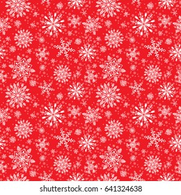 Snowflake vector seamless pattern.