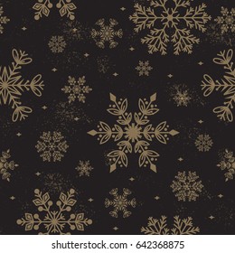 Snowflake vector seamless pattern.