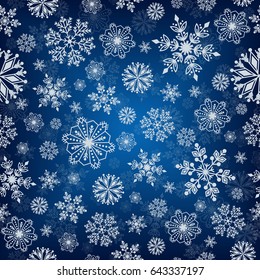 Snowflake vector seamless pattern.